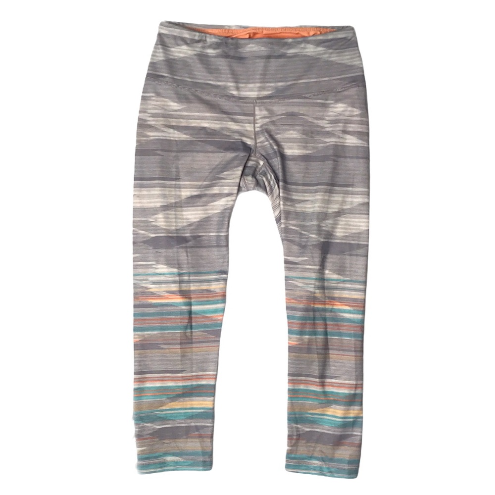 XS Prana Gray Striped Colorful Leggings Rainbow Stripes